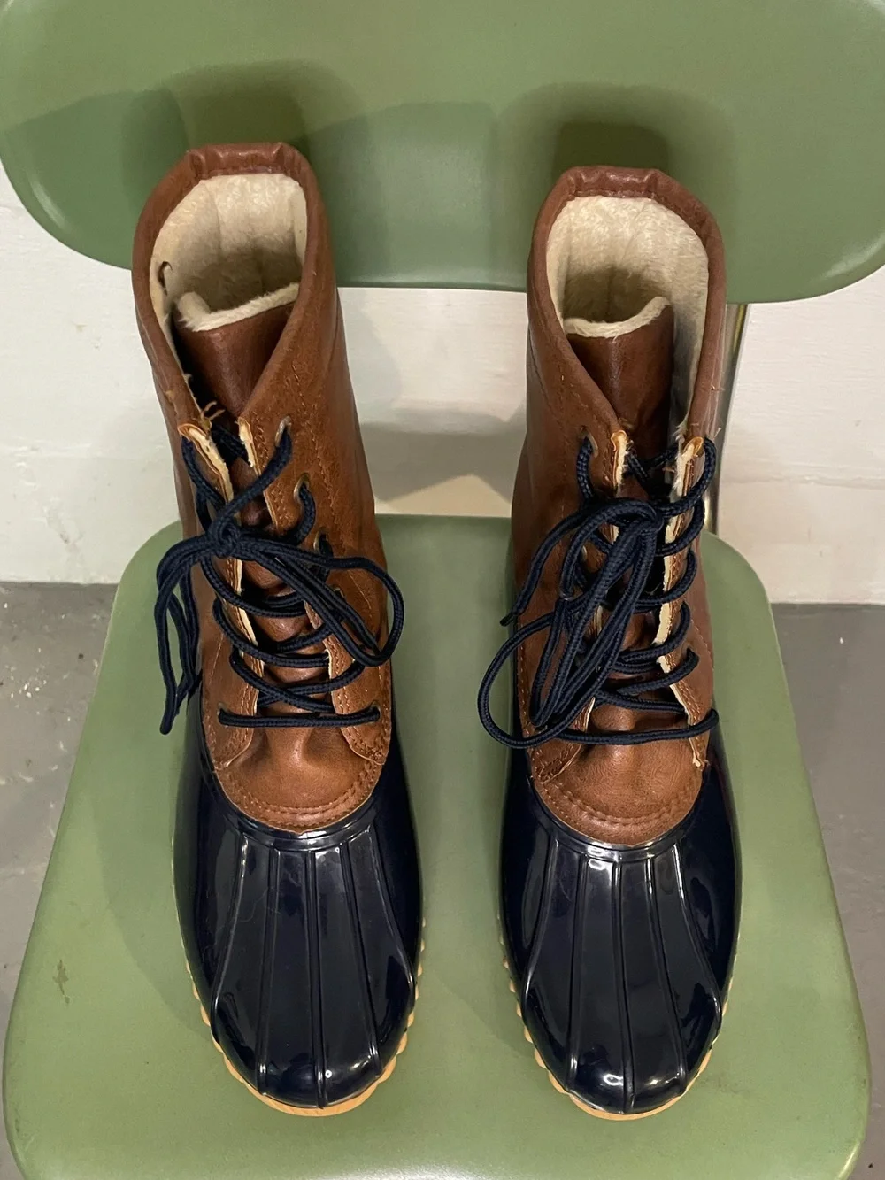 Sporto Brown and Navy Lace-Up Winter Duck Boots
